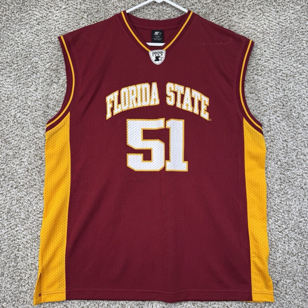 VTG Florida State Seminoles Basketball Jersey Men's Size XL Red Gold Starter #51